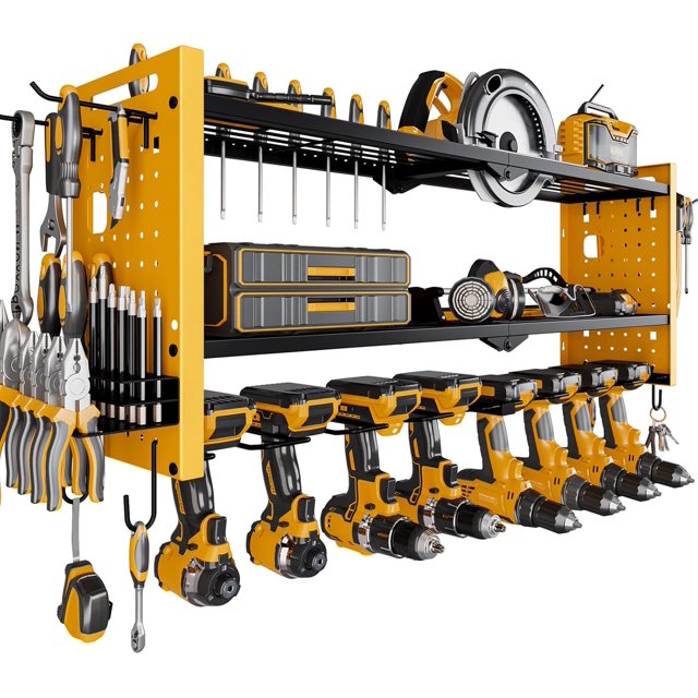 Power Tool Organizer Wall Mount Cordless Drill Hanger Storage Rack Drill Holder Layers Heavy Duty Power Tool Storage Rack()