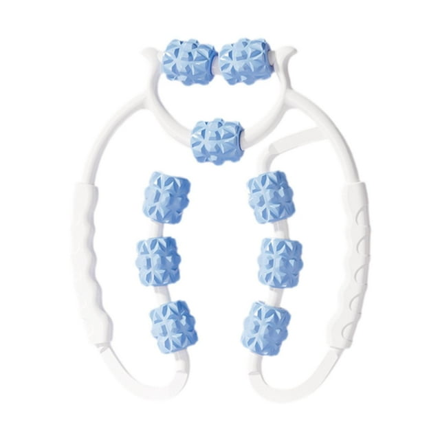 Tachiuwa Rouleau de Musculation à 9 Roues, Rouleau Masseur Polyvalent pour Jambes, pour Mollets, Poignet, Bras, Bleu