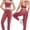 Burgundy, variant on PISONIC Two Piece Womens Workout Set Backless Color Block Tank Tops Matching High Waist Leggings Gym Work Out Outfits