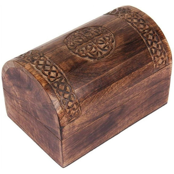 Beautiful Birthday Gift Ideas Handmade Decorative Wooden Jewelry Box With Celtic Carving Jewelry Organizer Keepsake Box Treasure Chest Trinket Holder Watch Box Storage Box 9 x 6 Inches