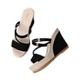 thumbnail image 4 of Womens Wedge Platform Espadrille Slide Sandals Slip On Open Toe High Heels Casual Summer Shoes Black 9.5, 4 of 7