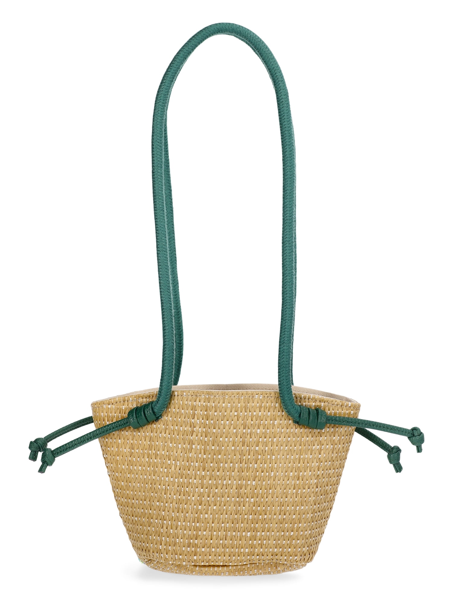 Wonder Nation Girls Lemon Straw Crossbody Bag, Green