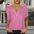 thumbnail image 6 of Bovemsi Women's Short Sleeved T Shirt V Neck Top Fashionable Casual Short Sleeved Shirt, Pink Women's Summer Short Sleeve T-Shirts, 3XL, 6 of 9