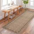 thumbnail image 1 of Nanan 2'x6' Scalloped Edge Area Rug, Machine Washable Low-Profile Woven Carpet, Non-Slip Soft Textured Rug for Living Room Bedroom Nursery Home Decor,Coffee, 1 of 8