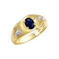thumbnail image 3 of RYLOS Men's Rings 14K Yellow Gold Rings Classic Designer Style 8X6MM Oval Gemstone & Diamond Ring Sapphire September Birthstone Rings For Men Size 13, 3 of 7