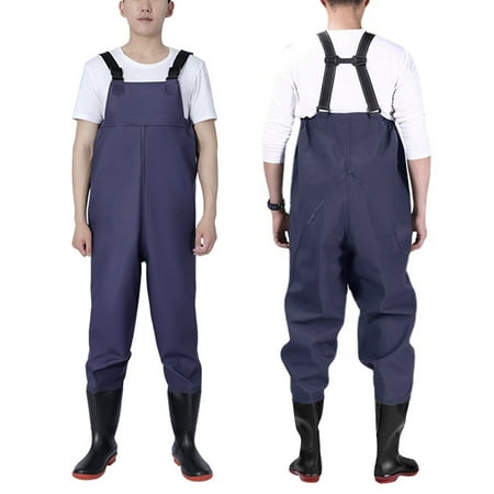 PVC Fishing Chest Waders for Men with Boots Waterproof Bootfoot Waders Waders with Boot Hanger for Men Women(46)
