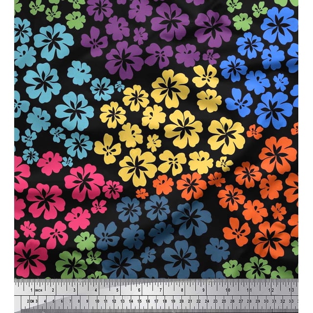 Soimoi Georgette Viscose Fabric Artistic Flower Decor Fabric Printed Yard 42 Inch Wide