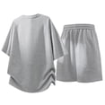 thumbnail image 6 of Men's Shirt and Shorts Set 2 Piece Fashion Summer Tracksuits Cotton Oversized T-Shirts Drawstring Shorts Outfits Big and Tall Size M-5XL Gray, 6 of 9