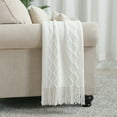 thumbnail image 6 of Bourina Fluffy Chenille Knitted Fringe Throw Blanket, Lightweight Soft Cozy Bed Sofa Chair Blanket, White, 50" x 60", 6 of 7