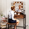 thumbnail image 3 of Conjunto de Tocador con Espejo y Silla FurnitureR Lcon uces LED Cafe, 3 of 7