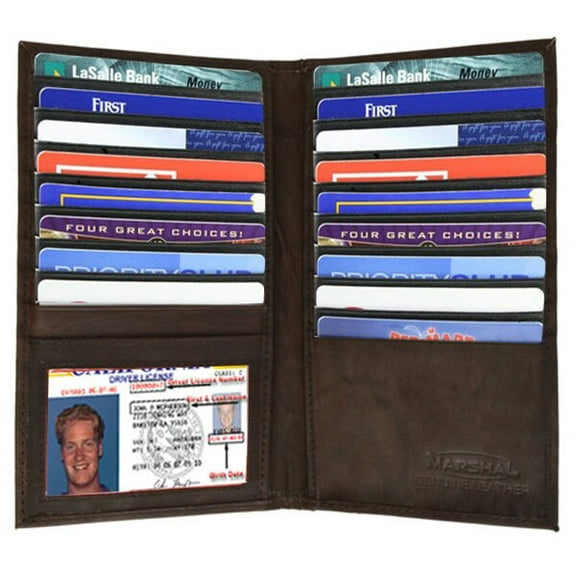 RFID Signal Blocking Men's Genuine Leather Long Bifold Secretary Checkbook Wallet 19 ID Card Holder