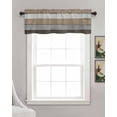 thumbnail image 3 of Brown Wood Grain Kitchen Valances for Windows Farmhouse Linen Window Valance Curtain for Living Room Window Treatment Vintage Grey Stripe Gradient Grain Valance Rod Pocket Topper Drape, 42 x 12 Inch, 3 of 6