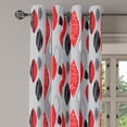 thumbnail image 2 of Ambesonne Mid Century Grommet Curtain, Abstract Oval Leaf, 50" x 120", Red Black Pale Grey, 2 of 6