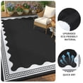 thumbnail image 3 of HIWEAVER Black/White8'x 10' Outdoor Rug Garden Decor Scolloped Bordered Carpet Plastic Straw Waterproof Reversible Patio Area Rug for Balcony Deck Picnic Portable Camping Mat, 3 of 6