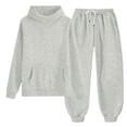 thumbnail image 5 of ITSAME Girls 2-Piece Outfits Long Sleeve Hooded Sweatshirt and Sweatpants Set Fall Winter Casual Active Clothing Gray Size 12, 5 of 10