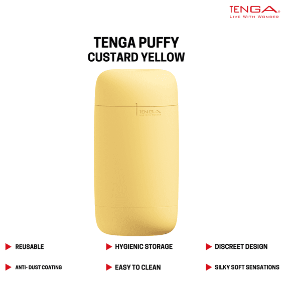TENGA Puffy Custard Yellow Reusable Male Masturbator