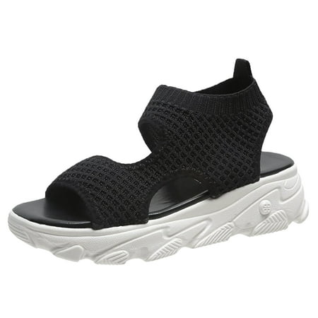 

Ladies Summer Flyweaving Mesh Thick Bottom Hollow Out Open Toe Lightweight Large Size Sport Sandals
