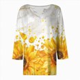 thumbnail image 4 of Towmus Womens 3/4 Length Sleeve Cotton Tops Summer Casual Short Sleeve Button V Neck Shirts Basic Loose Tunic Tops Blouse, 4 of 5