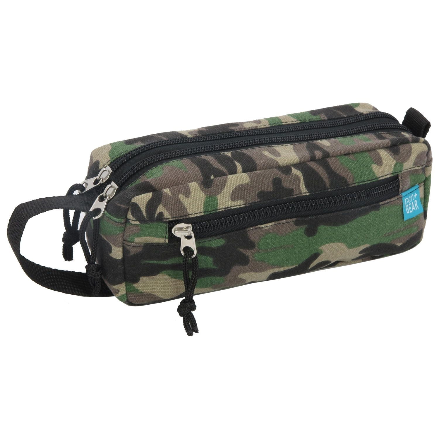 PEN+GEAR 3 ZIPPER COMPARTMENTS PENCIL CASE, GREEN CAMO