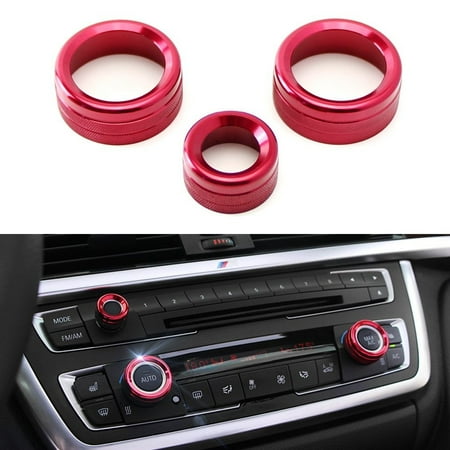 Climate Control Knobs - iJDMTOY 3pcs Anodized Aluminum AC Climate Control and Radio Volume Knob Ring Covers For BMW 1 2 3 3GT 4 Series (F20 F22 F30 F31 F32 F33 F80 F82 F87) (For BMW 1 2 3 3GT 4 Series, Red)