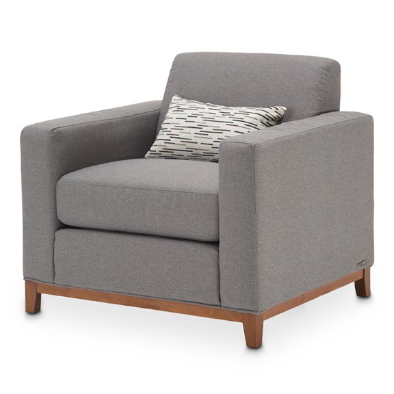Michael Amini Brooklyn Walk Wood & Fabric Accent Chair in Gunmetal Gray