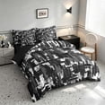 thumbnail image 2 of Manfei Abstract Watercolor Brushstroke Twin Bedding, Black Gray White Ombre Bedding Comforter Set, Black Reversible 7pcs, 2 of 6