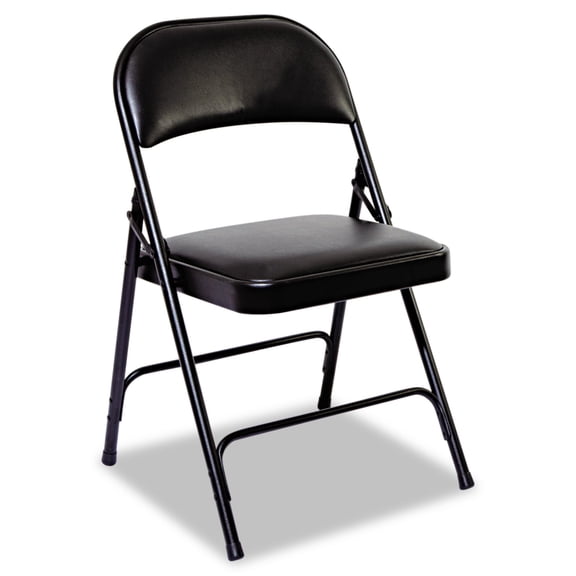 Alera Steel Folding Chair with Two-Brace Support, Padded Back/Seat, Graphite, 4 Per Carton