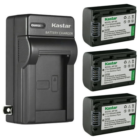 Kastar 3-Pack Battery and AC Wall Charger Replacement for Ordro NP-180 NP180 Battery ORDRO HDR-AE8 UHD 1080P 60FPS DV Camera Ordro AE8 Digital Camcorder HD 4K 3 inch IPS Touch Screen Vlog DV Camera