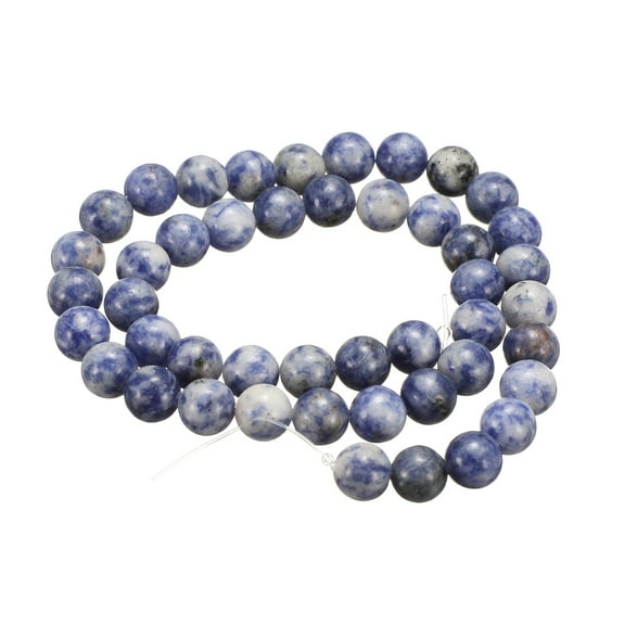 Uxcell 50pcs Natural Stone Beads 8mm Blue Spot Round Gemstone Stone Loose Beading Real Genuine Smooth Balls Bead for Jewelry Making Bracelets Necklace Earrings DIY