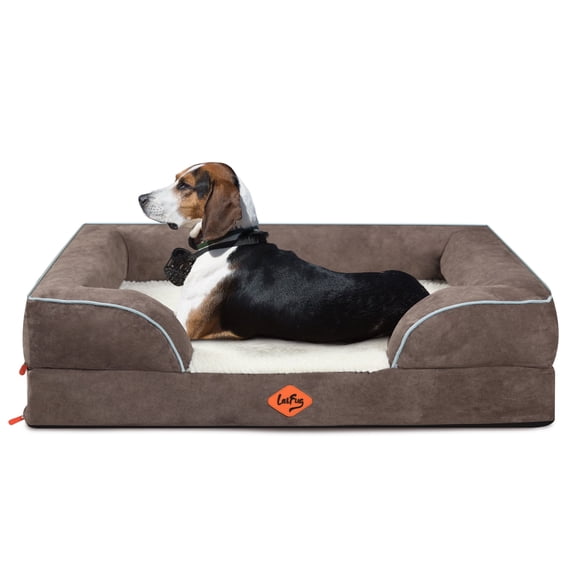 Laifug Orthopedic Premium Memory Foam Dog Bed, Dog Sofa with Washable and Removable Suede Cover, Waterproof Liner and Non-Slip Bottom