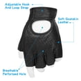 thumbnail image 3 of Guantes de moto KAIWENDE de piel acolchada con gel para medio dedo, 3 of 8