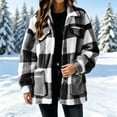 thumbnail image 5 of Xdegoge Women's Flannel Plaid Shirts Button Down Fuzzy Fleece Shacket Jacket Fall Winter Thick Warm Outerwear with Chest Pockets, 5 of 9