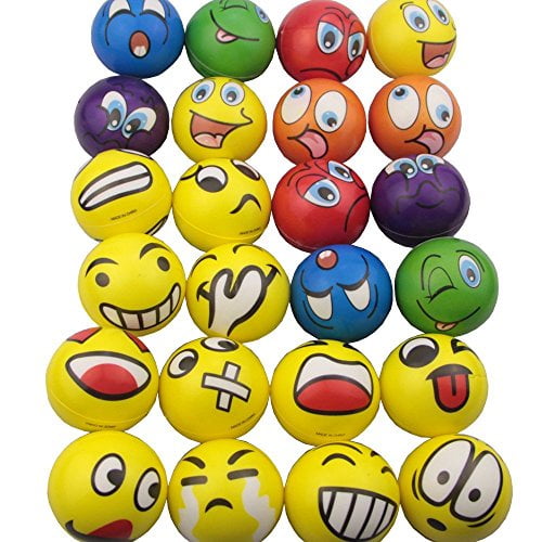 12x PU Foam Emojis Face Squeezy Ball Party Bag Filler Bouncy Stress Ball Sensory 