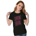 thumbnail image 4 of Surviving And Thriving Breast Cancer Womens Slim Fit Graphic Tee Brisco Brands L, 4 of 5