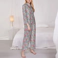 thumbnail image 3 of Gukieu Watercolor Butterflies Print Women's Long Sleeve Pajama Set, Button Top Elastic Pocket Pajama Pants Two Piece Set Home Wear-XX-Large, 3 of 7