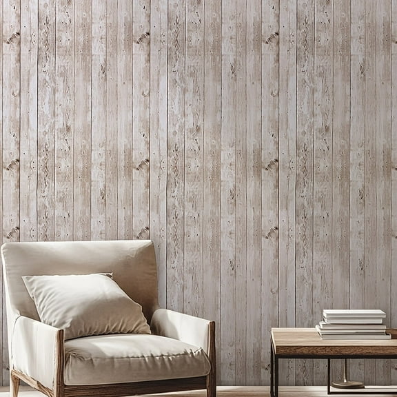 GYTY Peel & Stick Retro White Wood Grain Wallpaper - Waterproof, Removable Modern Countryside Style for Home Decor, Kitchen Renovation & Furniture Makeover