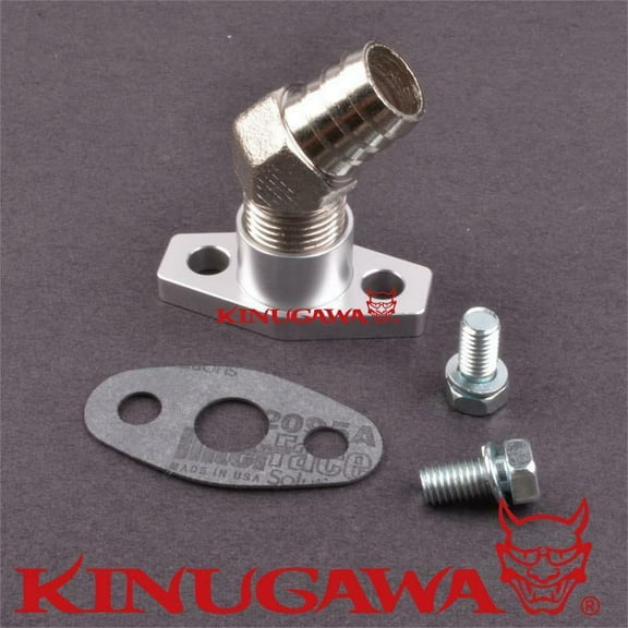 Steel Turbo Oil Drain Return Flange Kit to 18mm 3/4" Barb 45 Deg EFR 6258 6758 7163 7064 7670 9180 Ball Bearing