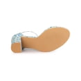 thumbnail image 5 of BLISSFUL STEP Women's Shoes Flower Print Open Toe Block High Heels Summer Sandals Blue 8, 5 of 8