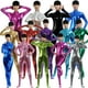 thumbnail image 2 of Traje de actuación en el escenario Zentai con medias recubiertas de pegamento y cremallera frontal para mujer, sin cabeza, cuello alto pequeño, 2 of 6