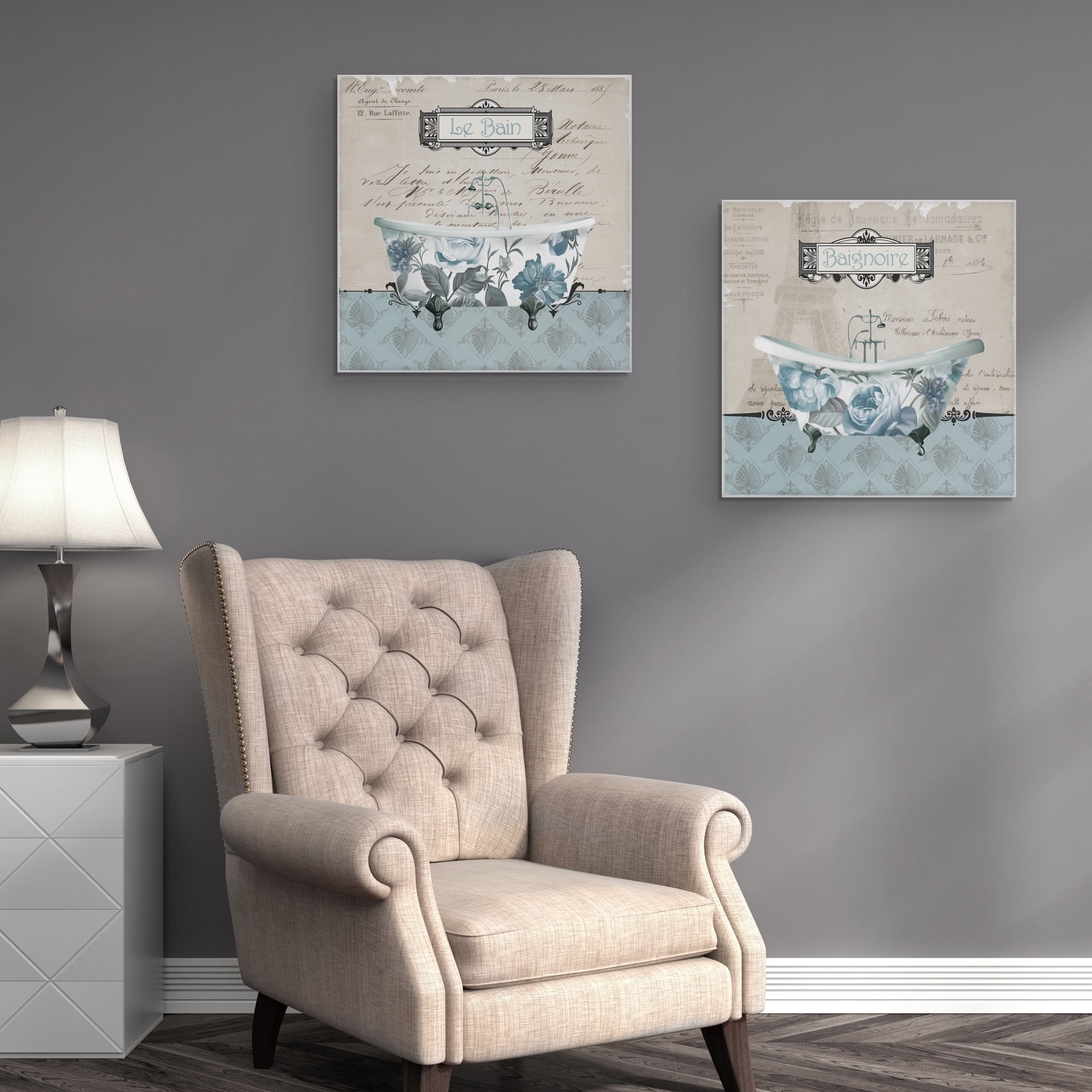 Masterpiece Art Gallery Jardin Baignore Soft, Jardin Lebain Bathroom Decor Soft By Carol Robinson Canvas Art Print (16" x 16")