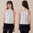 thumbnail image 3 of Las mujeres de la moda sin mangas camisa lunares impresión chaleco Top verano Casual Tank Top Slim Fit blusa Sexy chalecopangjing, 3 of 4