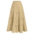 thumbnail image 4 of NAISIBABY Girls Midi Skirt, Flared A-Line Elastic Waist Over the Knee Casual Summer Flowy Skirts Beige 14T, 4 of 8
