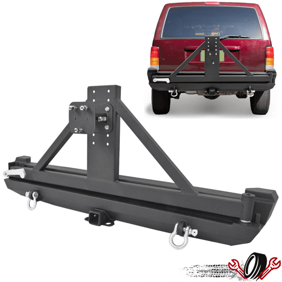 For Jeep Cherokee XJ 84-2001 Rear Bumper W/ Tire Carrier & D-Rings Powder Coated
