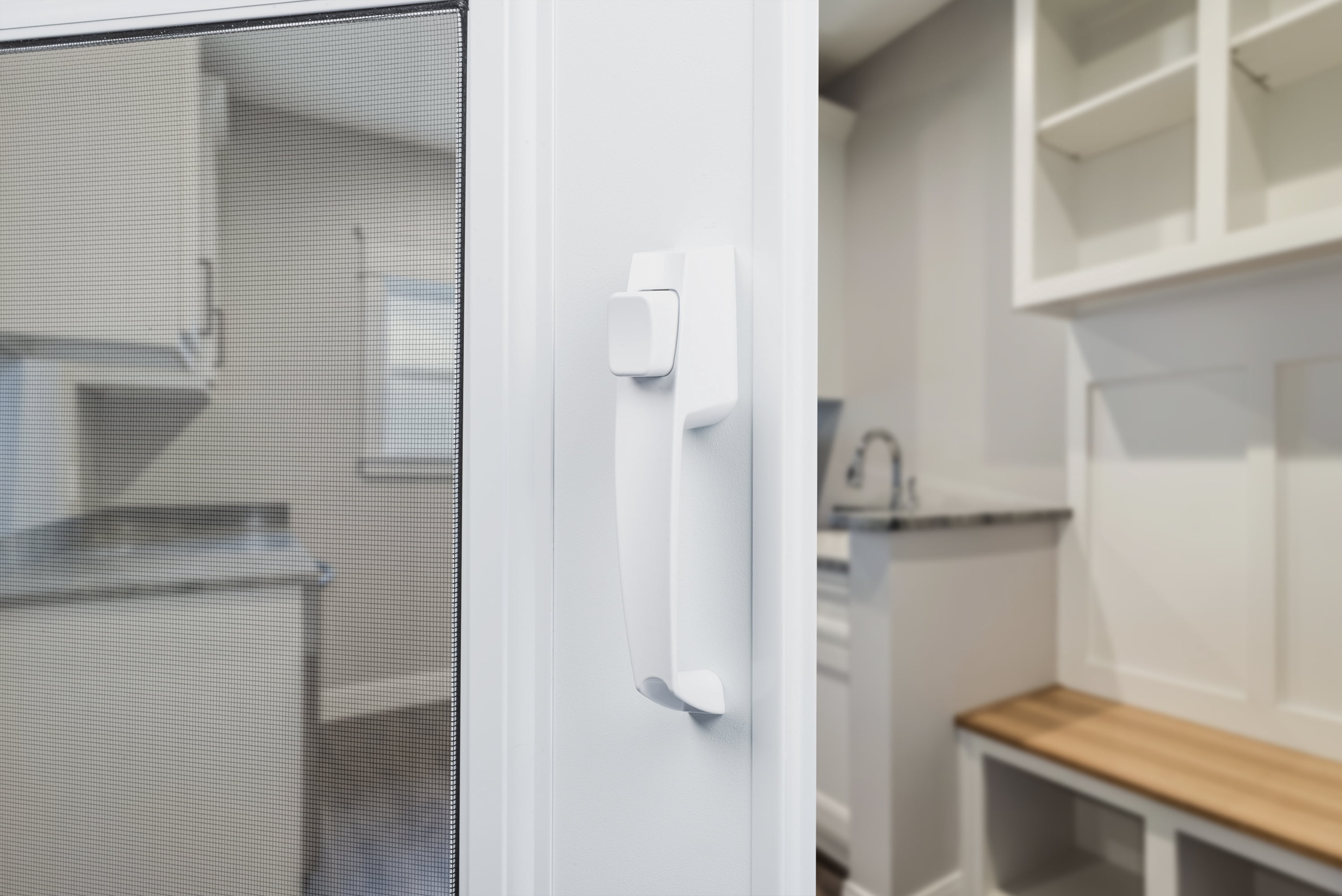 Wright Products Push-Button Screen Door Latch, White, for Out-Swinging Wood and Metal Doors