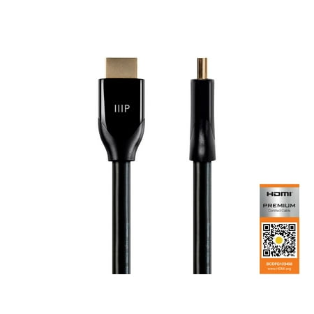 Monoprice Hdmi Cables - Monoprice Certified Premium High Speed HDMI Cable, 4K @ 60Hz, HDR, 18Gbps, 28AWG, YUV 4:4:4, 6ft, Black
