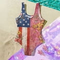 thumbnail image 6 of Grblisyd 4th of July Girls Swimsuit American Flag Quick Dry Swimwear Red White and Blue Crew Neck Beach Patriotic Bathing Suit, 6 of 6