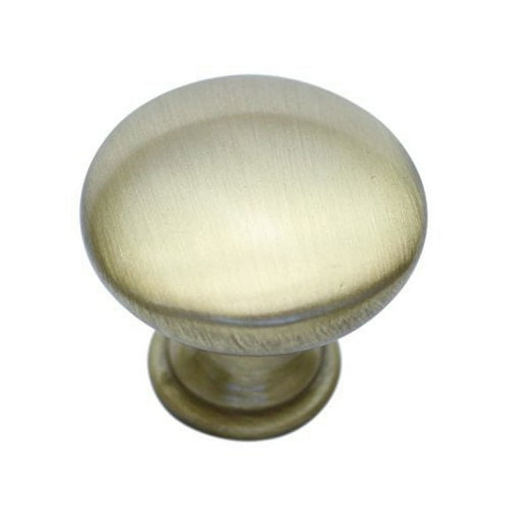 Hamilton Bowes Satin Brass Cabinet Hardware 1-1/4” Round Mushroom Modern Basic Knob - 1.25” Diameter – 1-3/32” Tall Modern Gold Vibrant Amber