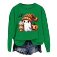 thumbnail image 4 of Halloween Sweatshirt for Women Hoodless Sweatshirt Oversized Crewneck Long Sleeve Pullover Sweatshirt for Women Green XL, 4 of 4