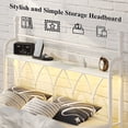 thumbnail image 6 of Metal Bed Frame Full Size with LED Lights, Modern Platform Bed with Charging Station, White, 6 of 12