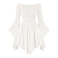 thumbnail image 5 of asdoklhq Wedding Guest Dress Short Sleeve Womens Halloween Gothic Solid Dress White L, 5 of 8